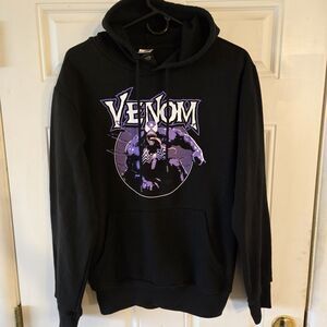 Marvel Venom Graphic Print Pullover Hoodie Sweatshirt Men's Small Black Purple